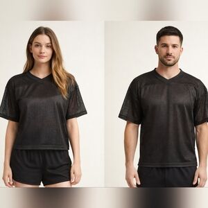 Wilson Black Short Sleeve Boxy Football Jersey Sz. YM #1787